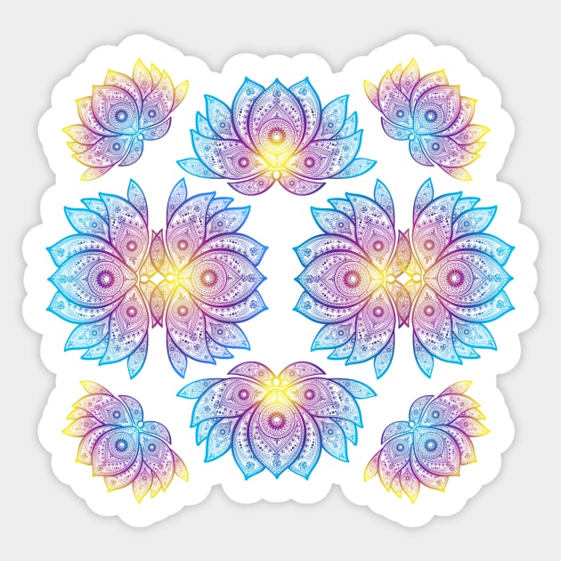 Psychedelic Art Lotus Flower Sticker by glintintheeye